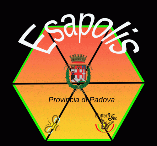 Logo Esapolis esagono sfondo sfonfdi scuri